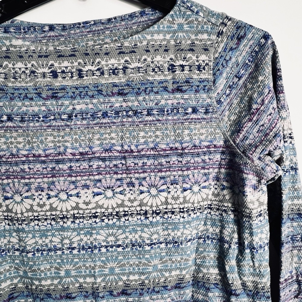 J.Jill Fair Isle Print Women's Medium Long Sleeve Cotton Tunic Top w/ Pockets
